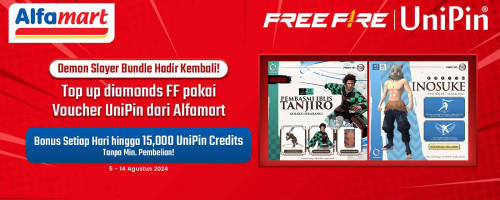 Dapatkan Bundle Spesial dan Bonus hingga 15,000 UniPin Credits! Top Up Diamond FF Mulai 10rb Pakai Voucher UniPin dari Alfamart